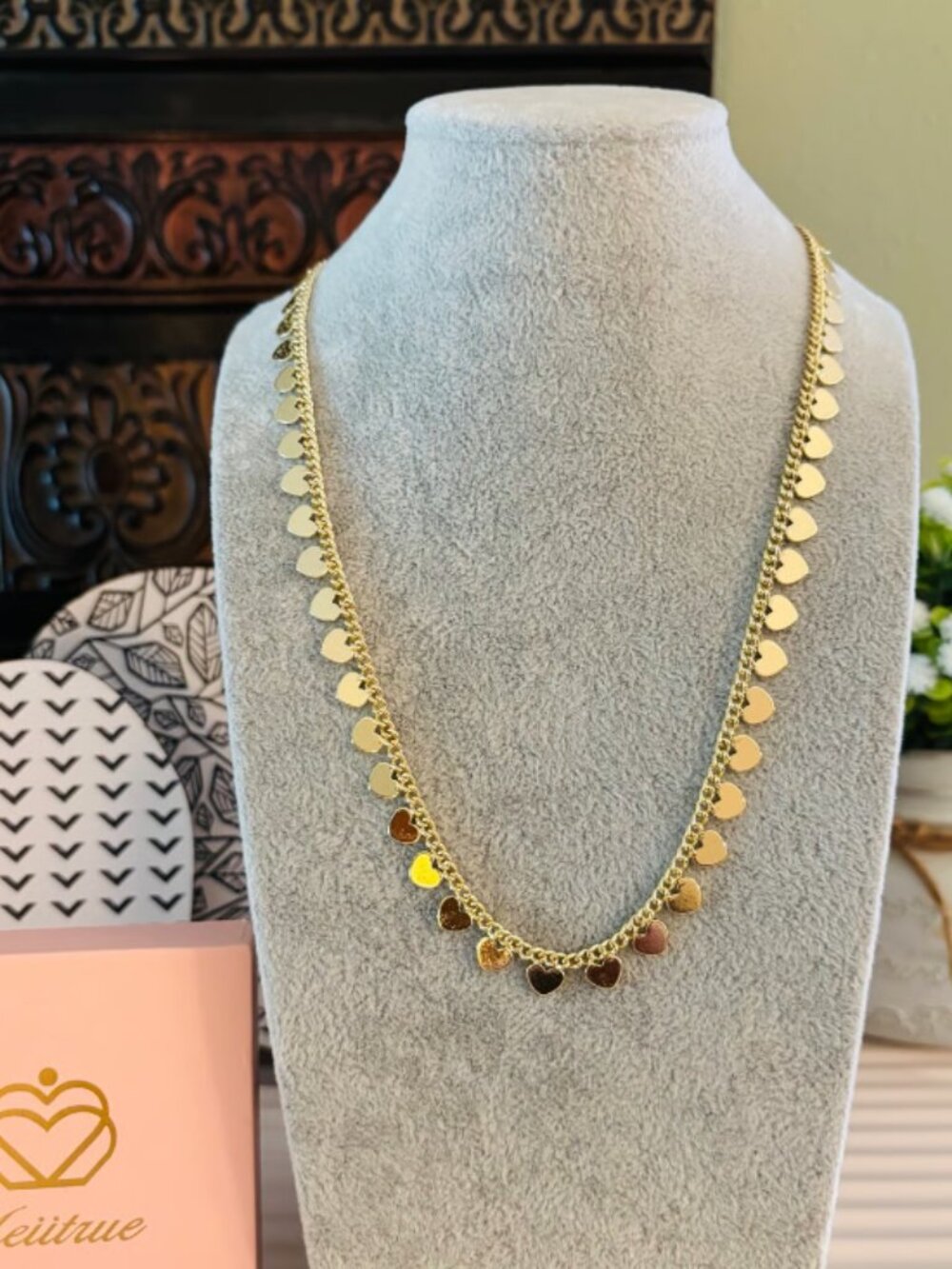 Meiitrue Gold Heart Charm Chain Necklace
